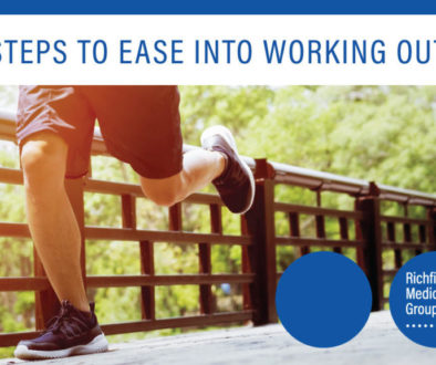 Image of a man running with text: Steps to Ease Into Working Out from Richfield Medical Group in Minnesota
