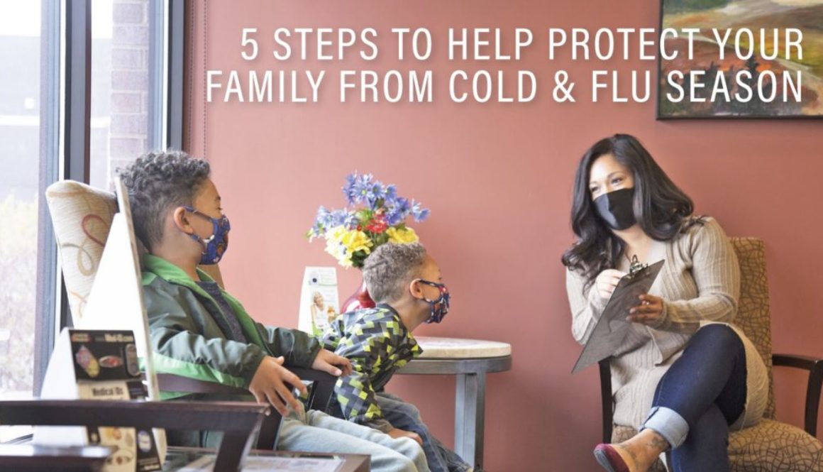 An image of a family in the waiting room of Richfield Medical Group for a blog titled 5 presents Steps To Help Protect Your Family From Cold & Flu Season